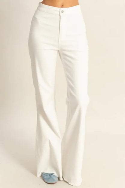 HYFVE Raw Hem High-Waist Washed Flared Jeans Easy Apparels