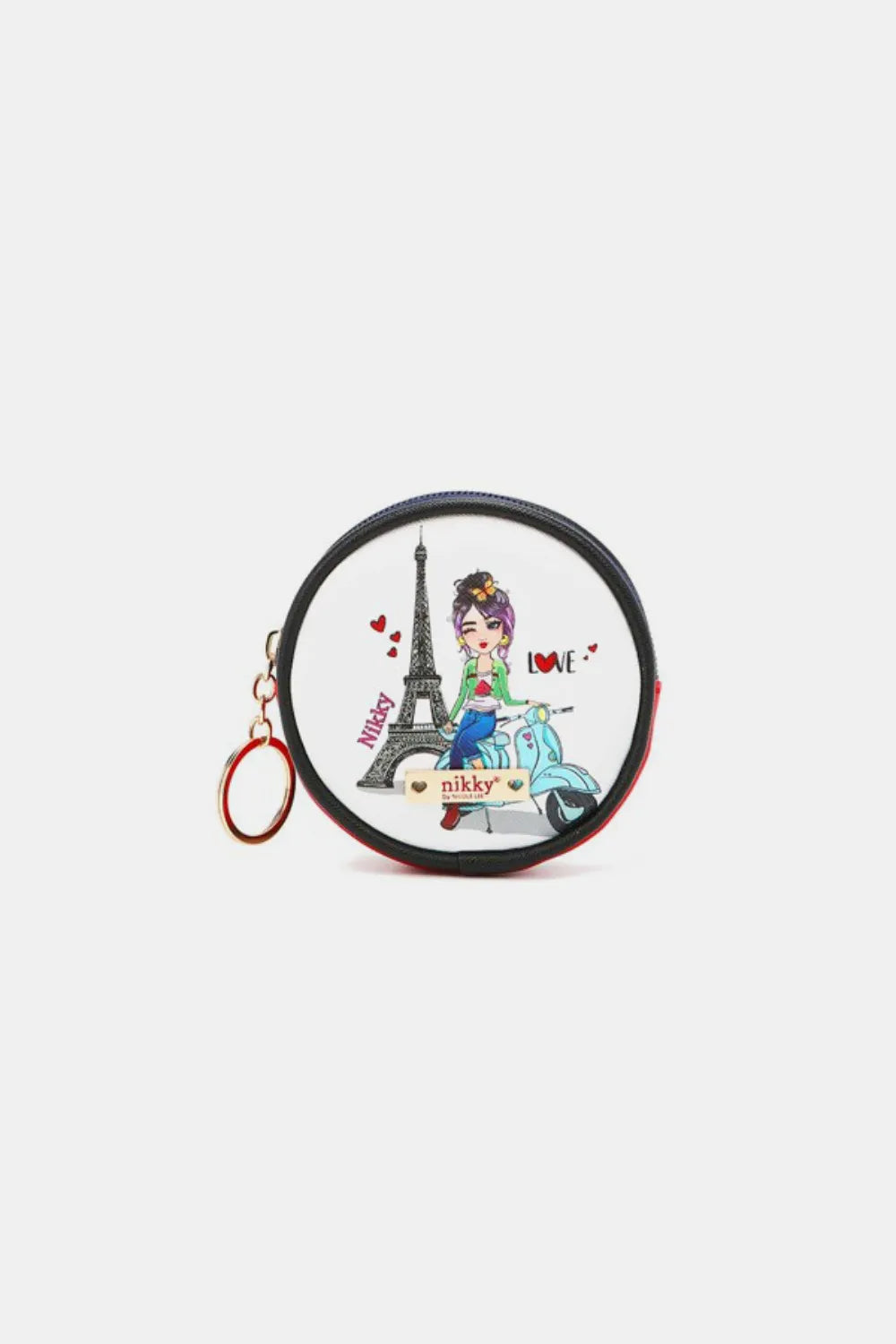 Nicole Lee USA Keychain Round Coin Purse Scooter Sophie One Size Easy Apparels