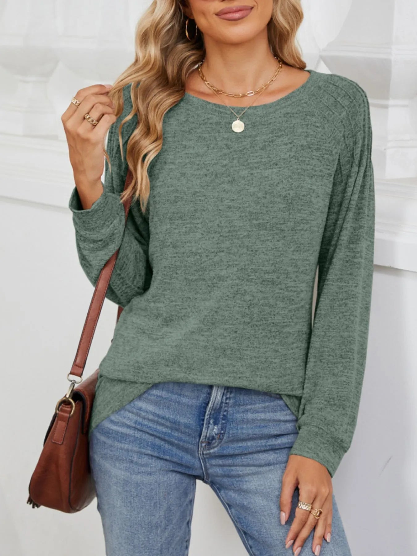 Trendsi Round Neck Long Sleeve T-Shirt
