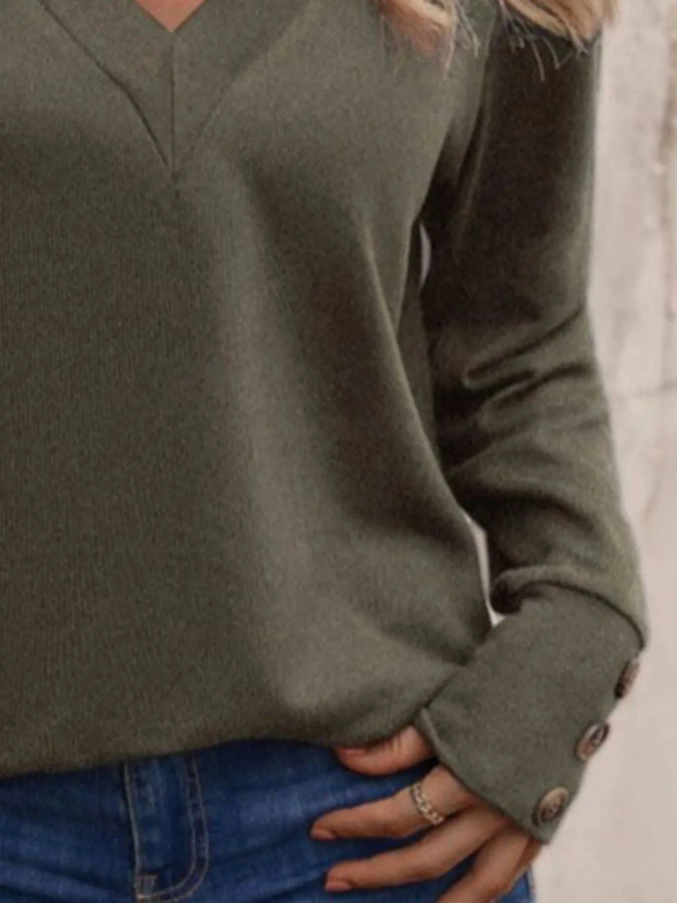 Trendsi V-Neck Long Sleeve T-Shirt