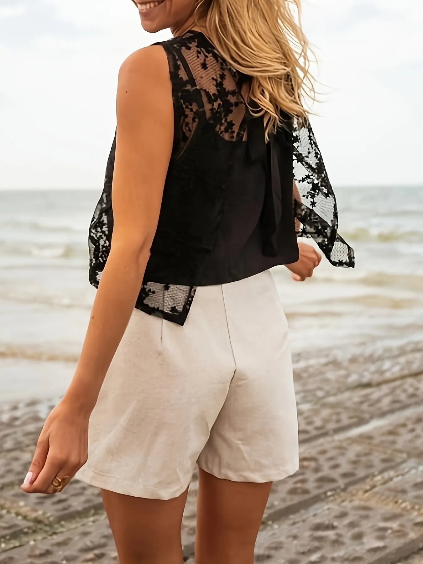 Trendsi Lace Tie Back Tank