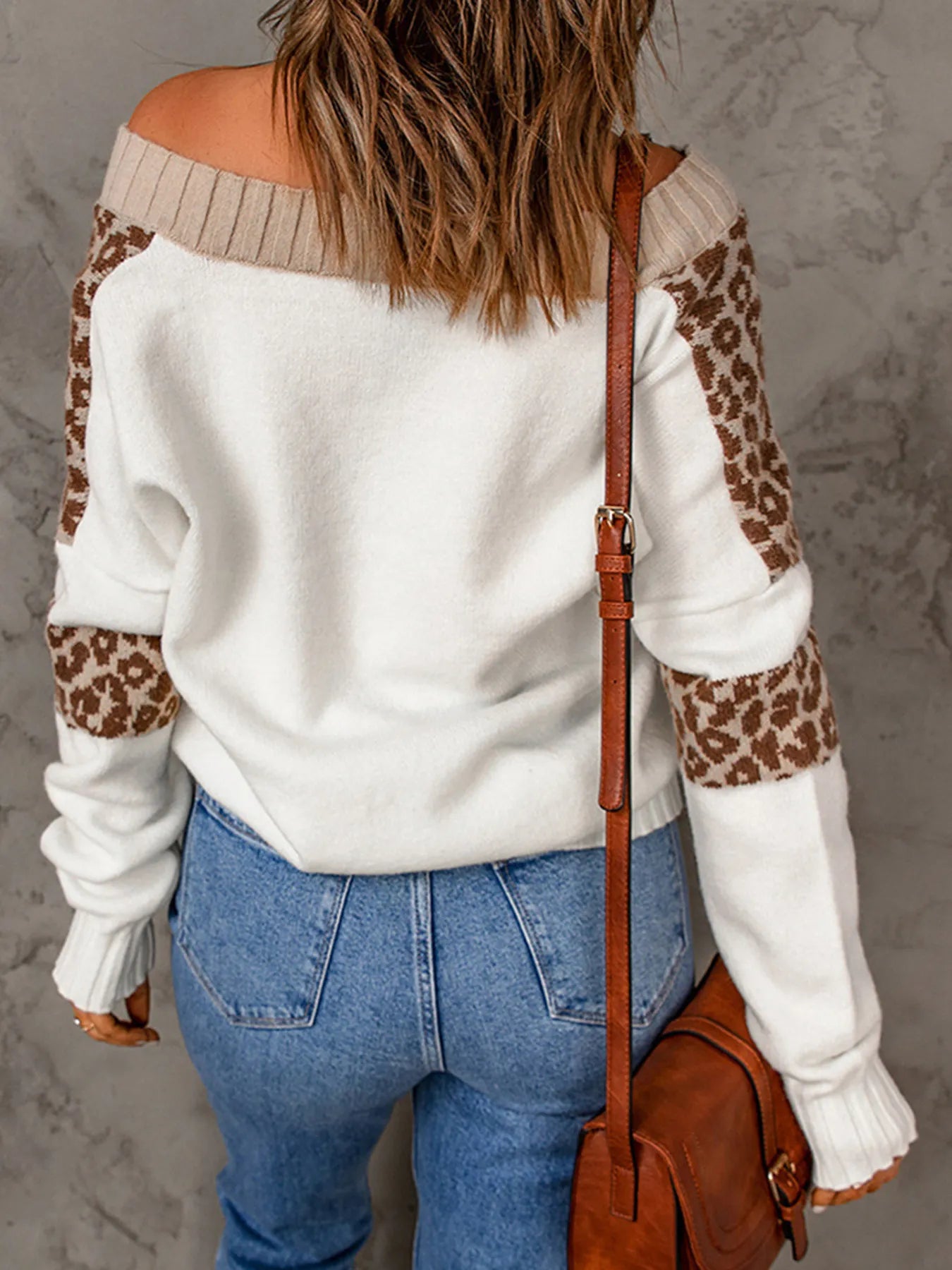 Trendsi Leopard Color Block Long Sleeve Sweater