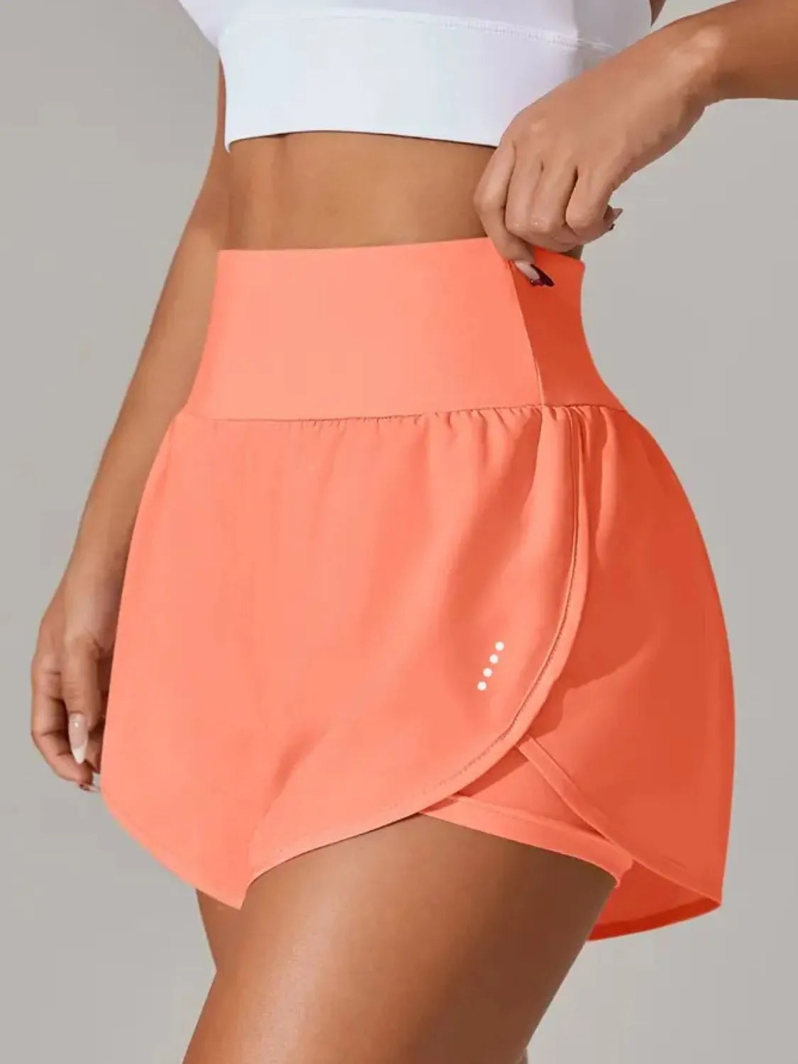 Pocketed High Waist Active Shorts Orange Easy Apparels
