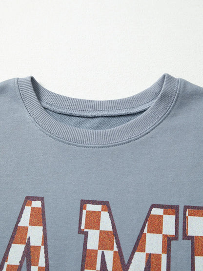 Trendsi Game Day Checkered Oversized Sweatshirt