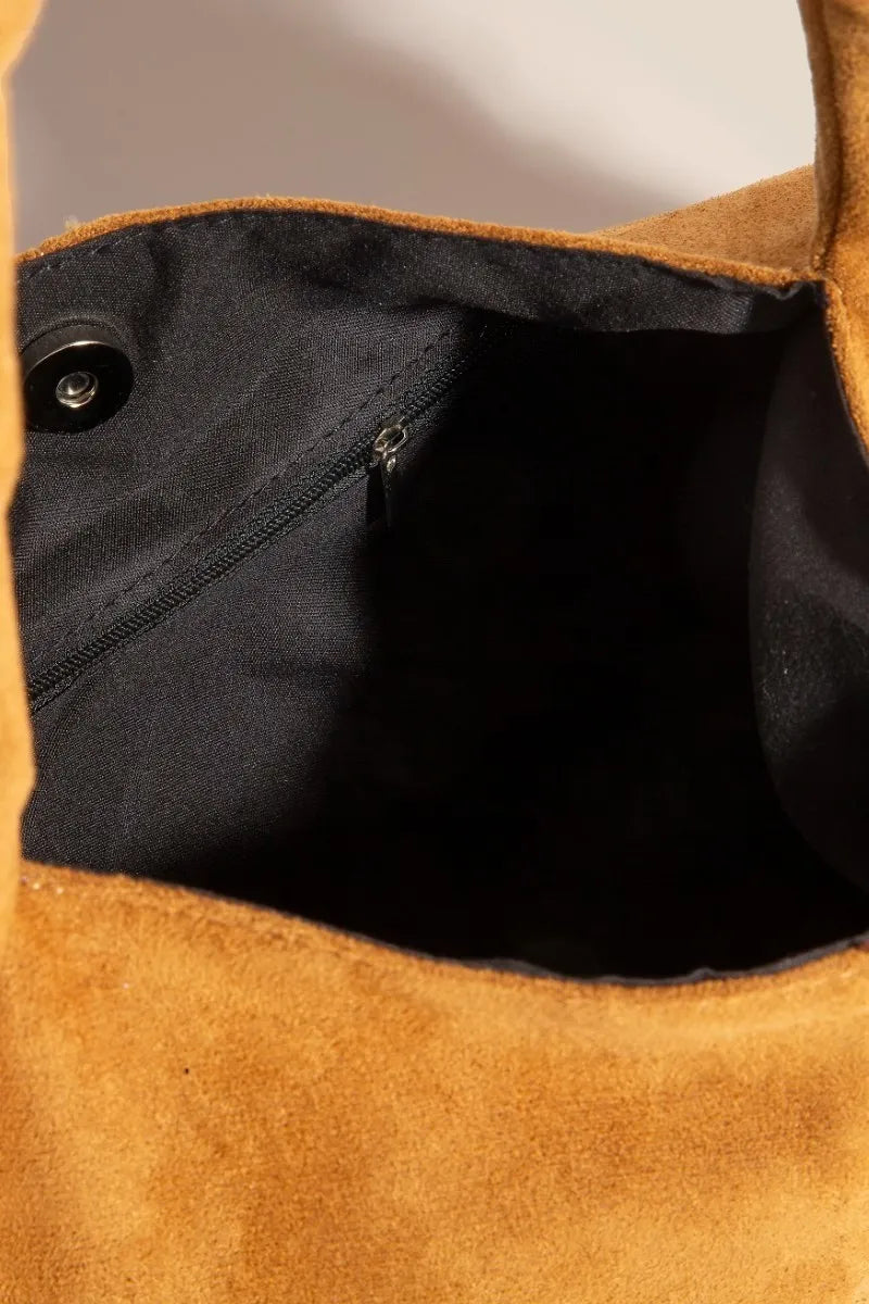 Fame Metallic Studded Faux Suede Hand Bag Easy Apparels