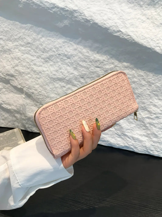 PU Leather Solid Color Wallet Pale Blush One Size Easy Apparels