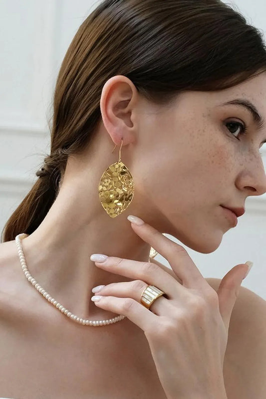 Brass Cutout Leaf Shape Earrings Easy Apparels