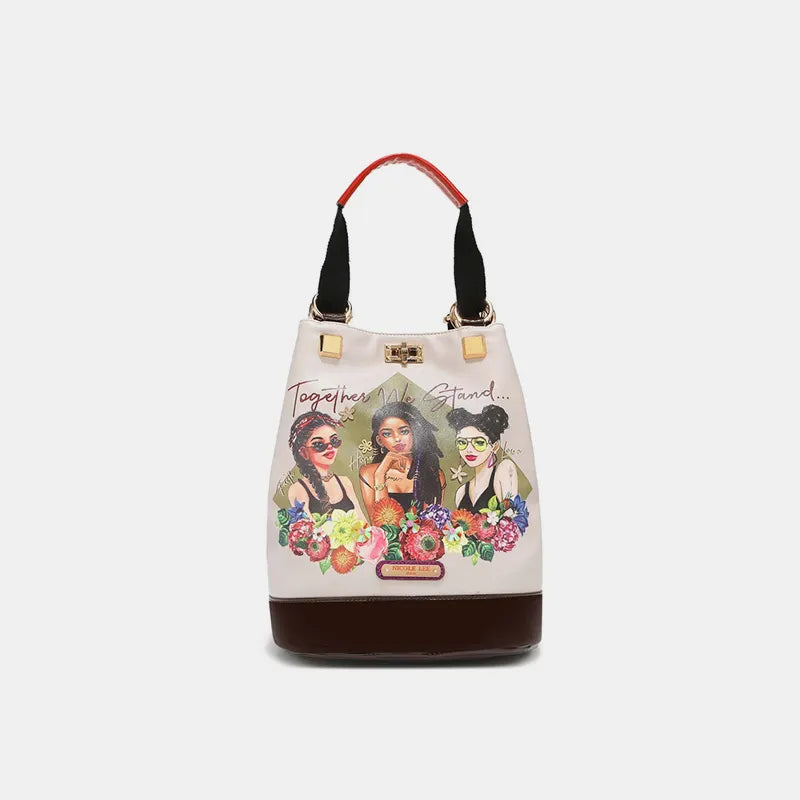 Nicole Lee USA Multifunctional Bucket Bag Backpack Together we stand One Size Easy Apparels