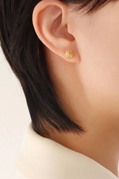 Titanium Steel Flower Stud Earrings Easy Apparels