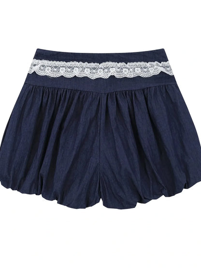 Lace Trim Shorts with Drawstring Easy Apparels