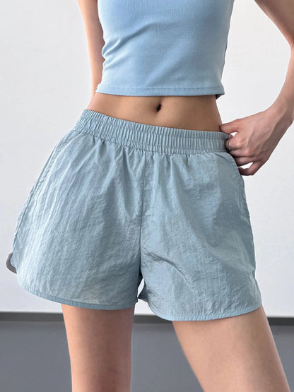 Elastic Waist Active Shorts Haze Blue Easy Apparels