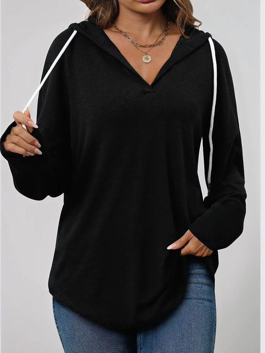 Trendsi Full Size Drawstring Long Sleeve Hoodie Plus Size Black