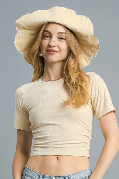 Trendsi Umgee Ruched Round Neck Short Sleeve Crop T-Shirt