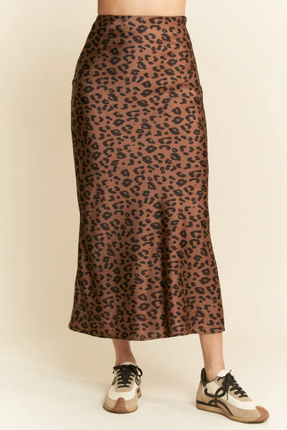 Davi & Dani Leopard Animal Print Long Length Skirt Easy Apparels