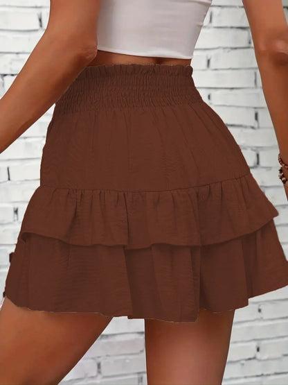 Ruffle Layered High Waist Casual Skort Easy Apparels
