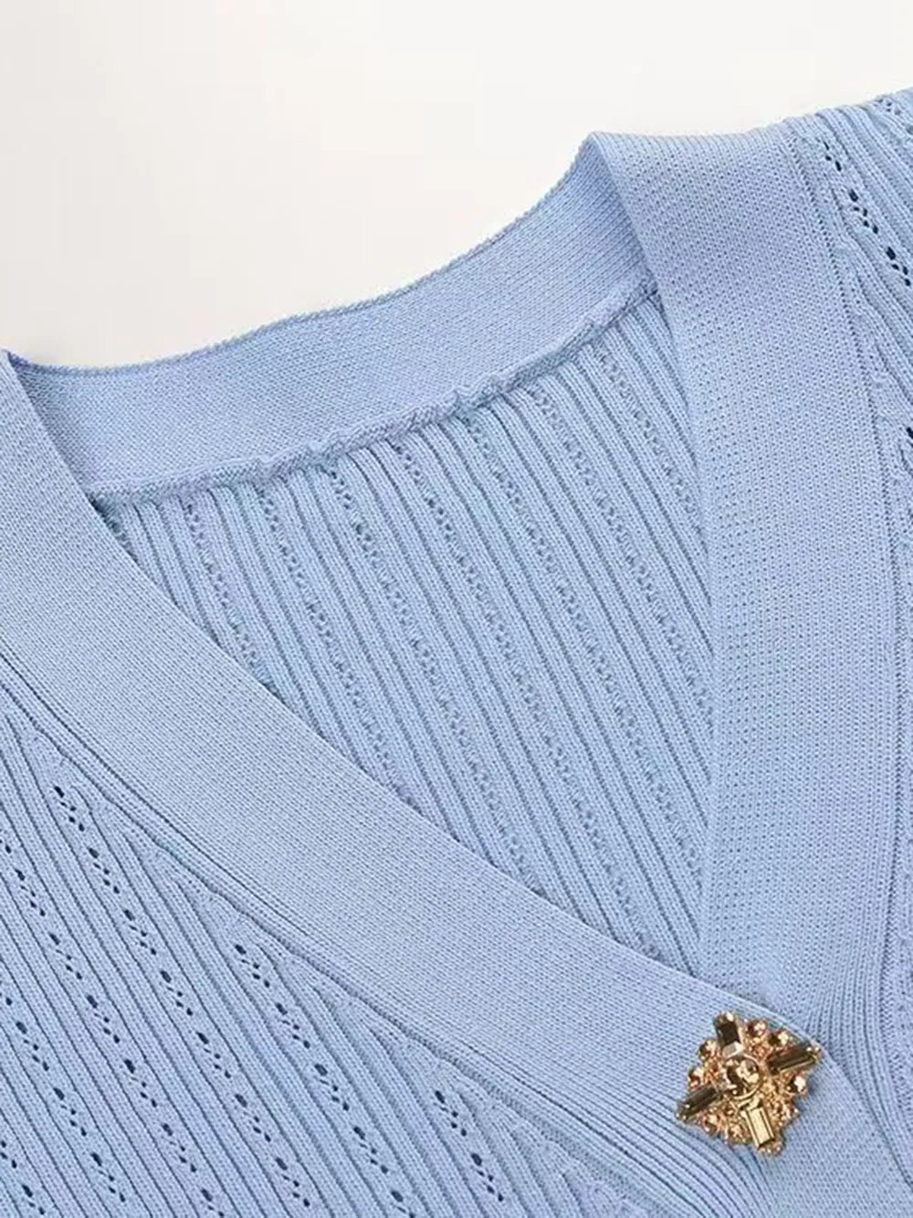 Ruffled V-Neck Top and Midi Skirt Sweater Set Easy Apparels