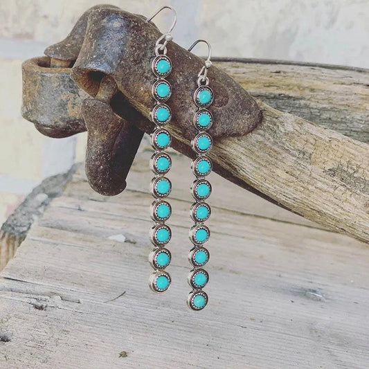 Artificial Turquoise Alloy Bar Earrings Turquoise One Size Easy Apparels