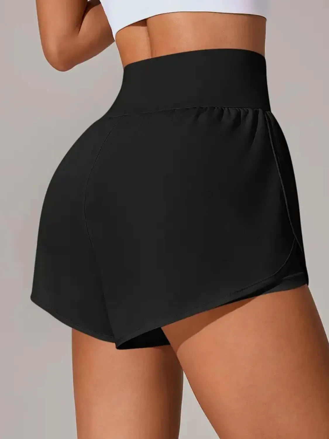 Pocketed High Waist Active Shorts Easy Apparels