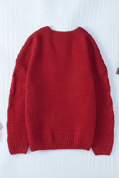 Cable-Knit Open Front Cardigan Easy Apparels