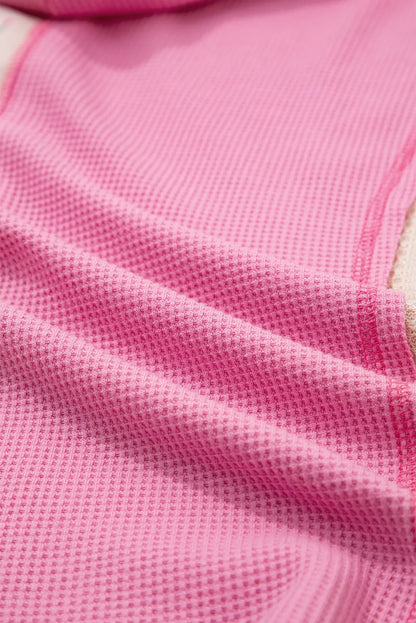 Trendsi Color Block Button Detail Hoodie