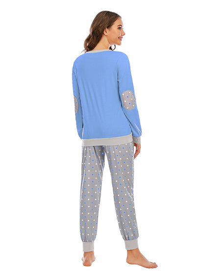 Long Sleeve Top and Polka Dot Pants Set Easy Apparels