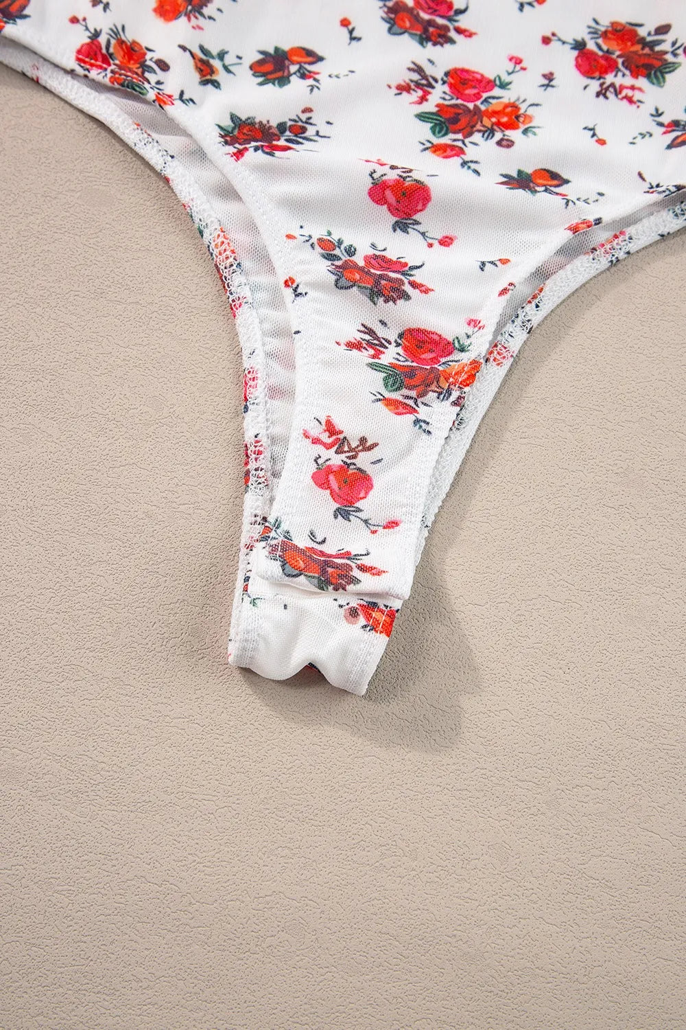 Trendsi Floral Frilled Trim Spaghetti Straps Bodysuit