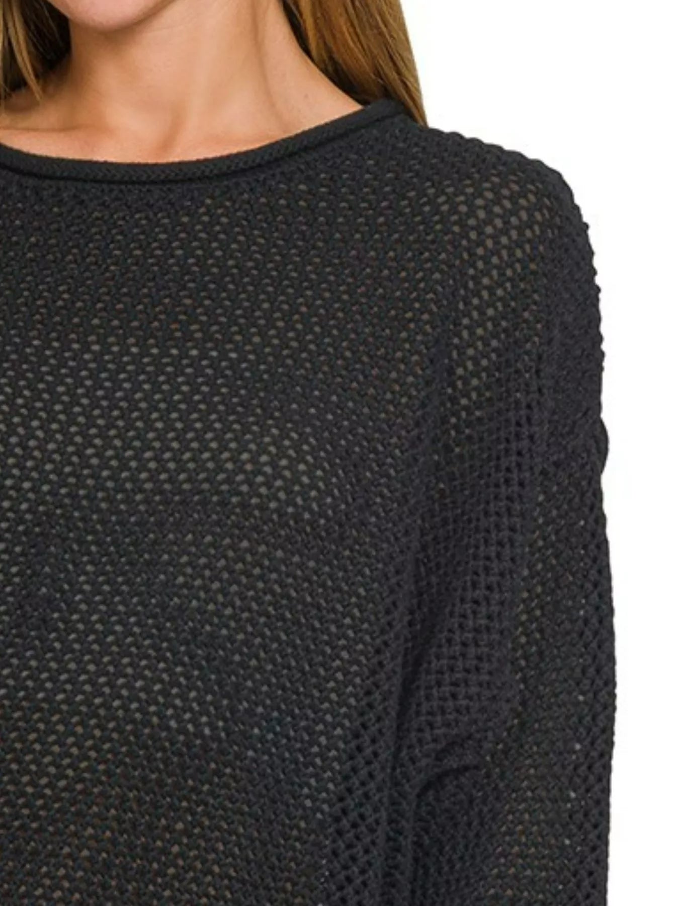 Zenana Textured Drop Shoulder Knit Top Easy Apparels