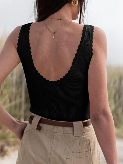 Trendsi Ribbed Scoop Neck Tank Top