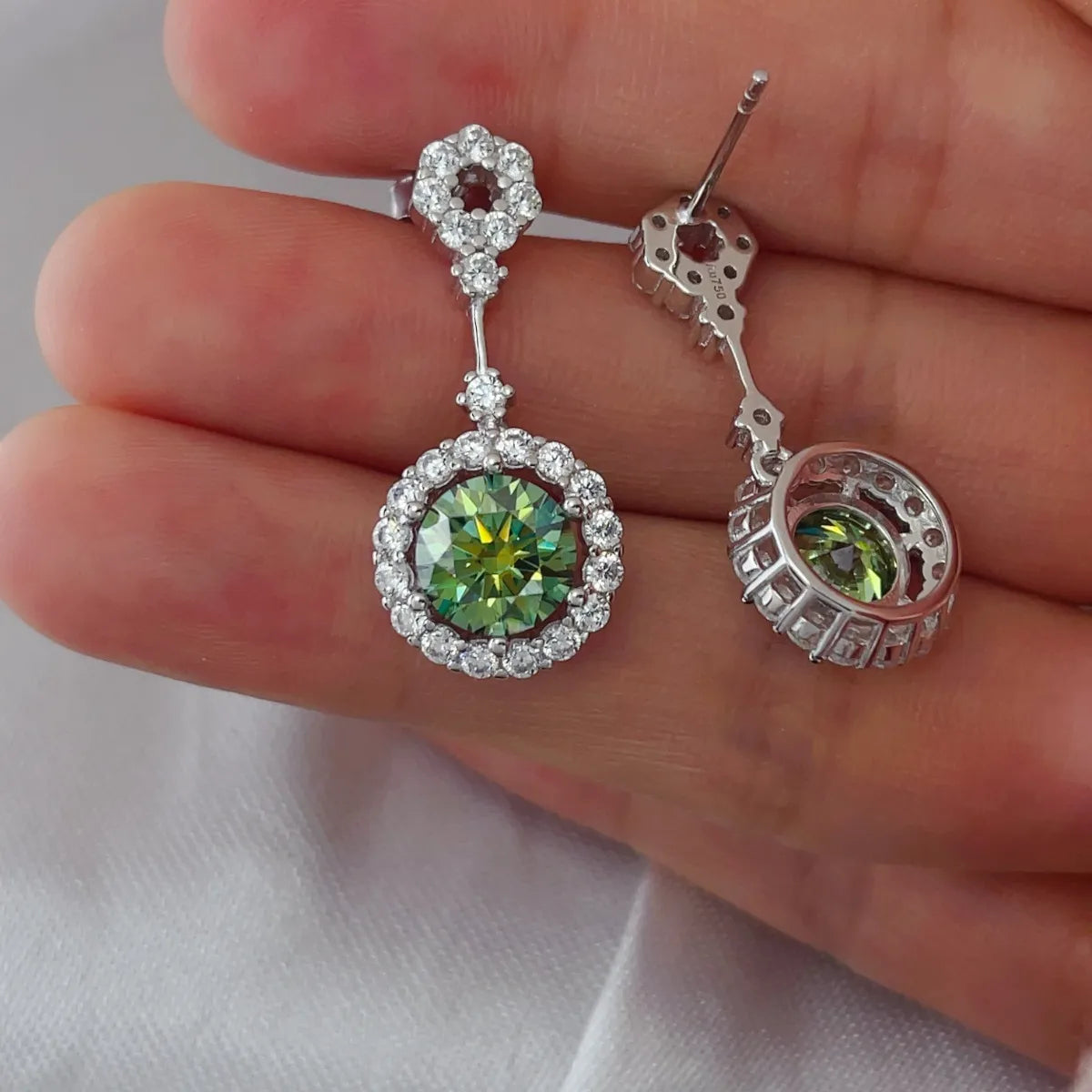 4 Carat Crystal Drop Dangle Earrings with Round Halo Design Easy Apparels