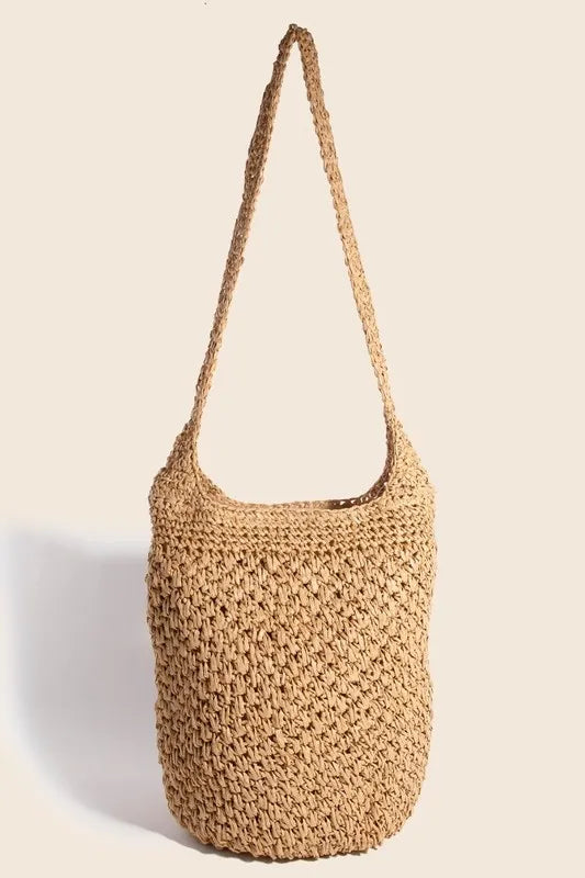 Fame Intricate Braided Hobo Shoulder Bag Camel One Size Easy Apparels