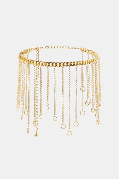 Fringe Chain Alloy Belt Gold One Size Easy Apparels