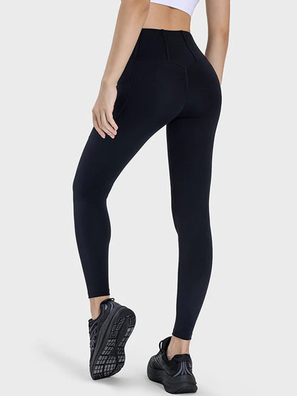 Millennia Pocketed High Waist Active Leggings Easy Apparels
