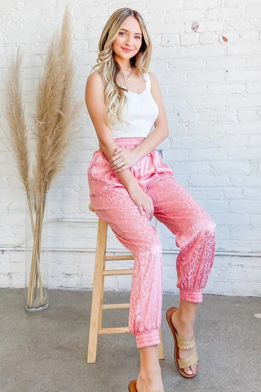 And The Why Satin Leopard Print Joggers Easy Apparels