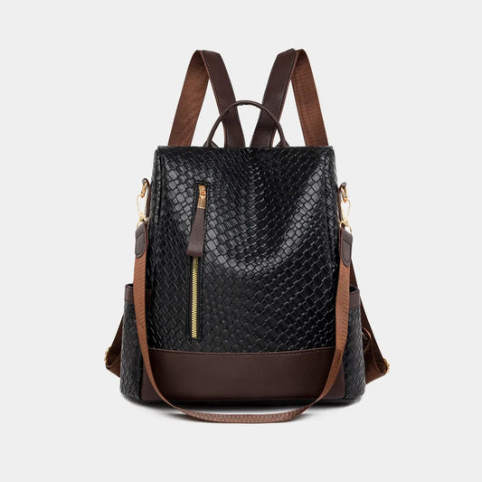 PU Leather Backpack Bag Black One Size Easy Apparels