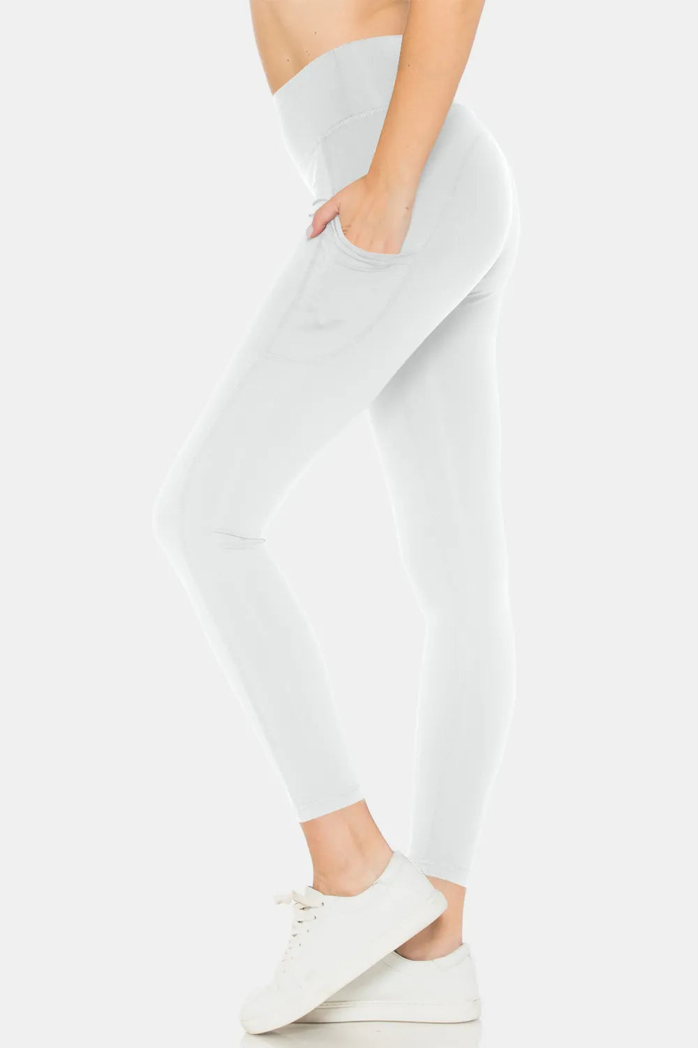 Leggings Depot High Waist Leggings with Pockets White Easy Apparels