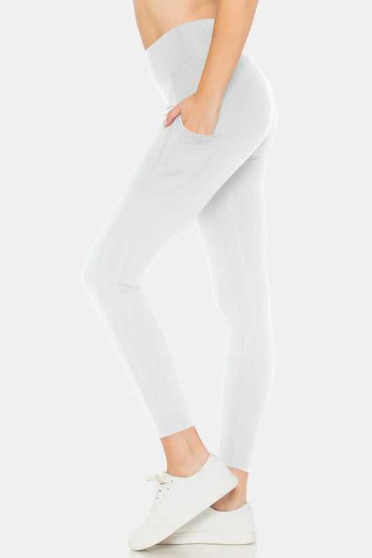 Leggings Depot High Waist Leggings with Pockets White Easy Apparels