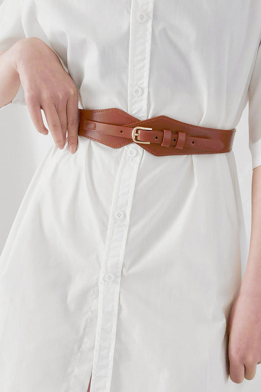 Fashion Geometric Elastic Belt Brown One Size Easy Apparels
