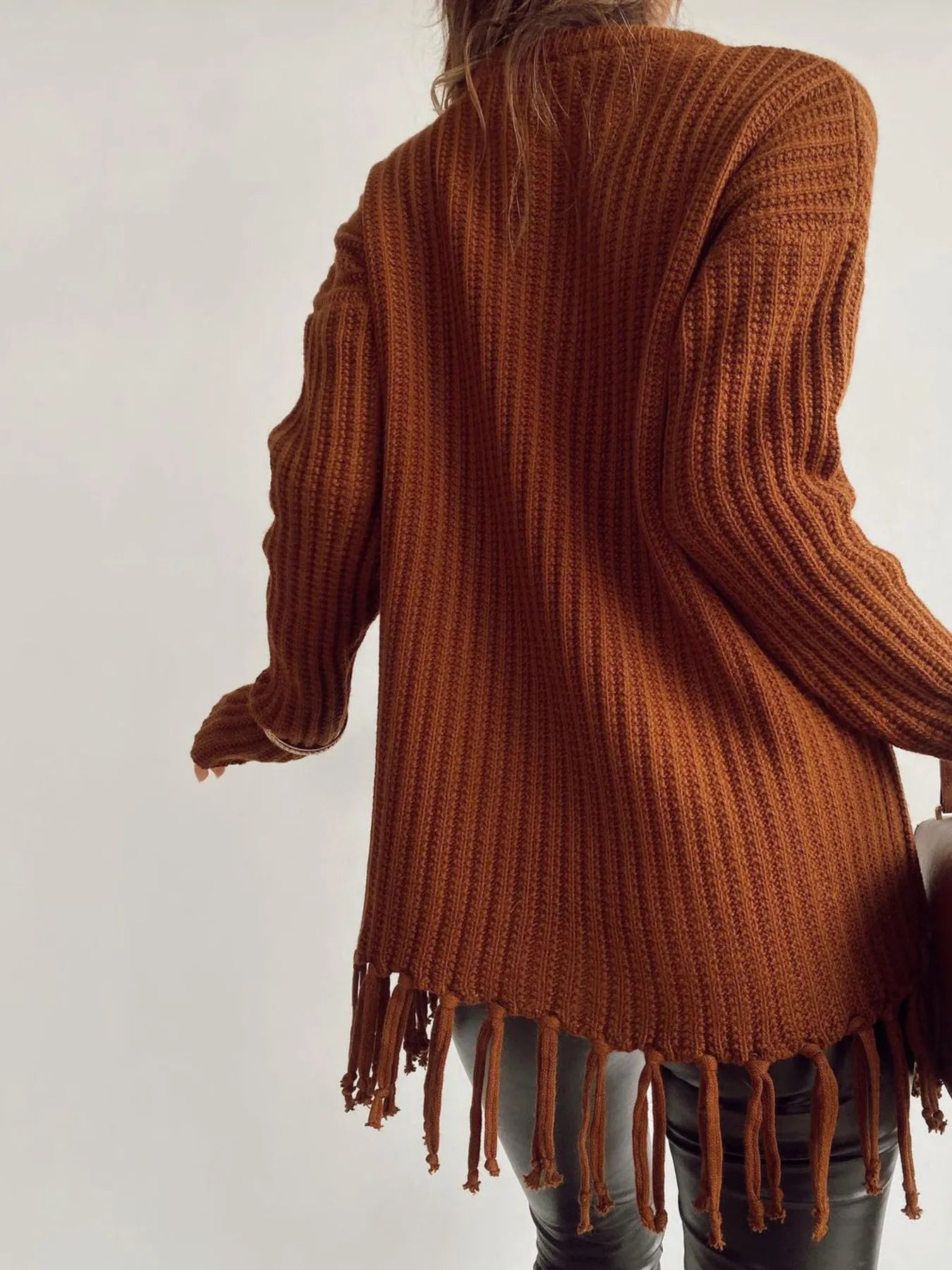 Trendsi Fringe Round Neck Long Sleeve Sweater