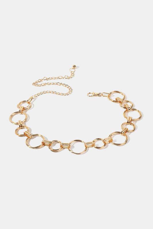 Alloy Chain Circle Shape Belt Gold One Size Easy Apparels