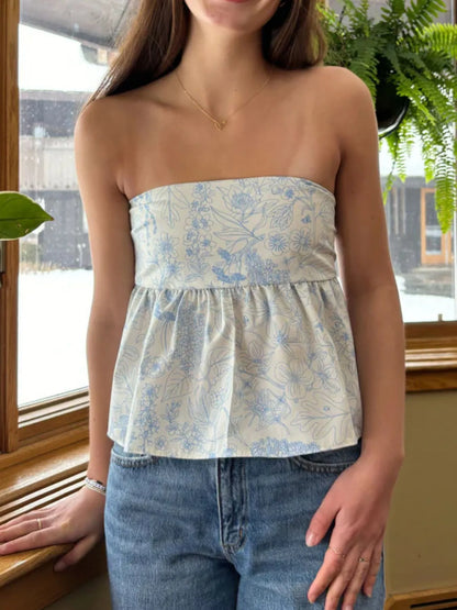 Trendsi Tie Back Tube Top Blue