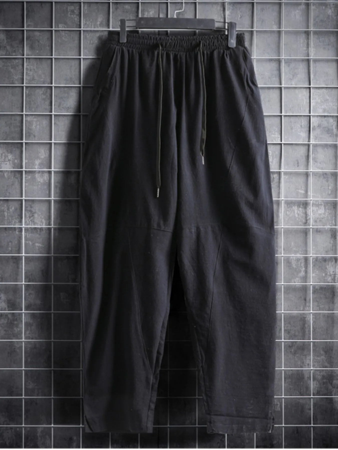 Men's Plus Size Drawstring Wide Leg Pants Black Easy Apparels