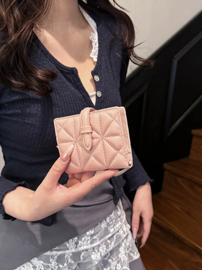PU Leather Solid Color Card Case Blush Pink One Size Easy Apparels