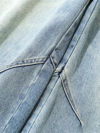 Men's Washed Wide Leg Denim Shorts Easy Apparels