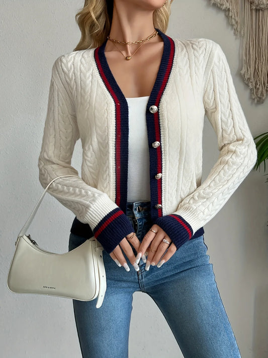 Cable Knit Button-Front Cardigan Easy Apparels