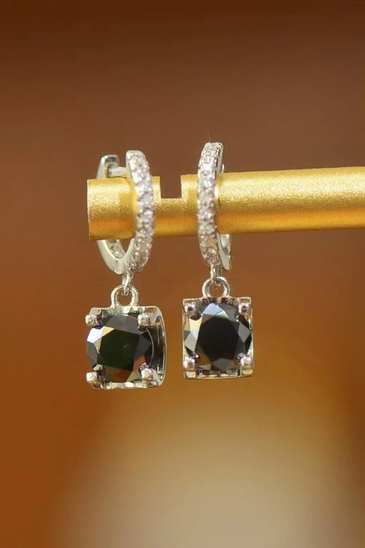 2 Carat Moissanite 925 Sterling Silver Drop Earrings Black One Size Easy Apparels
