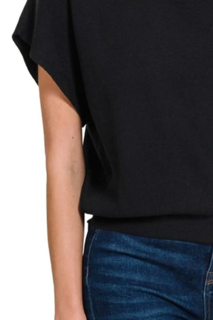 Trendsi Zenana Round Neck Short Dolman Sleeve Sweater
