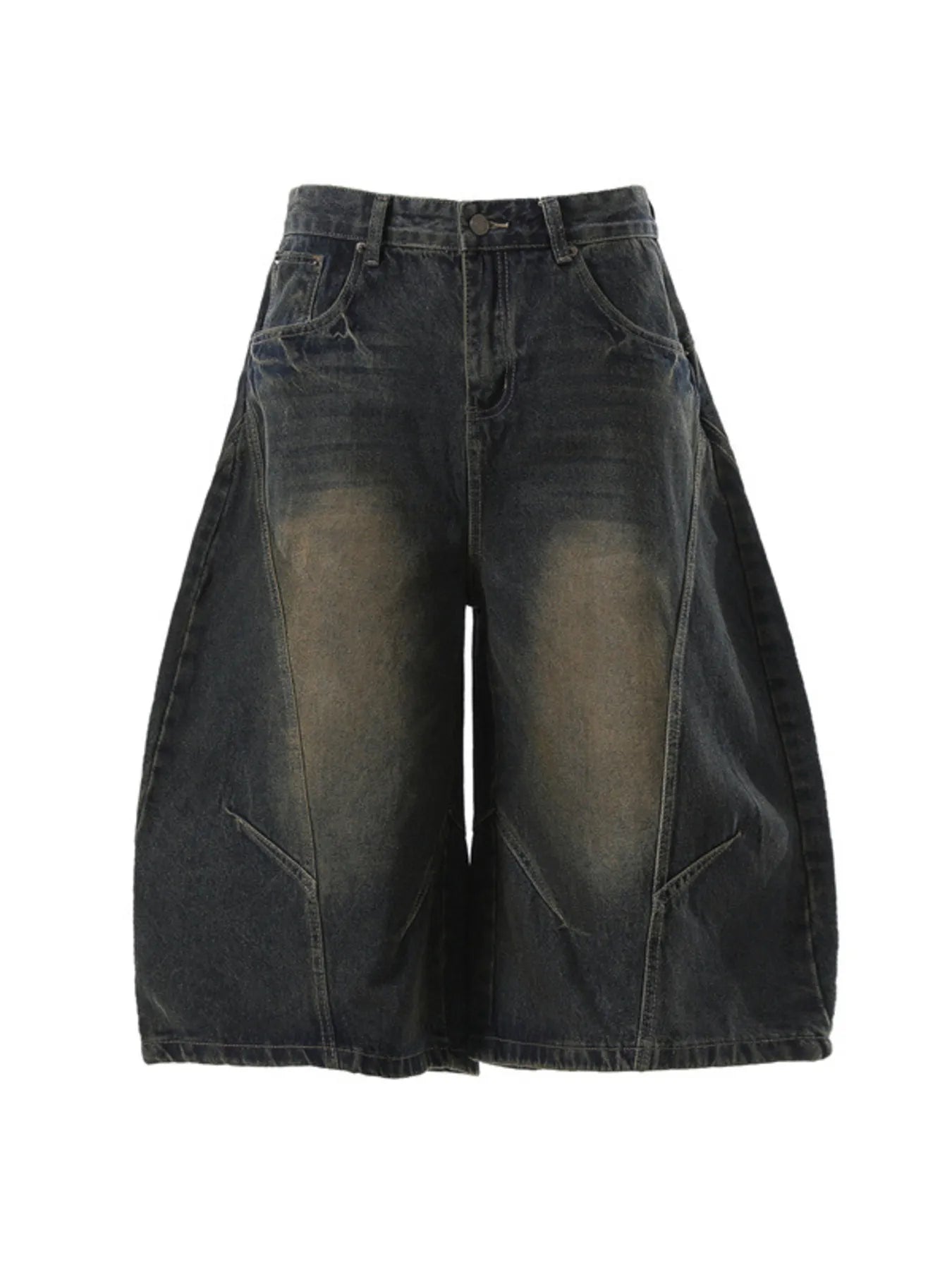 Men's Washed Wide Leg Denim Shorts Dark Blue Easy Apparels