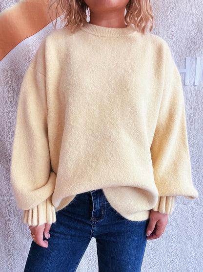 Trendsi Round Neck Dropped Shoulder Sweater