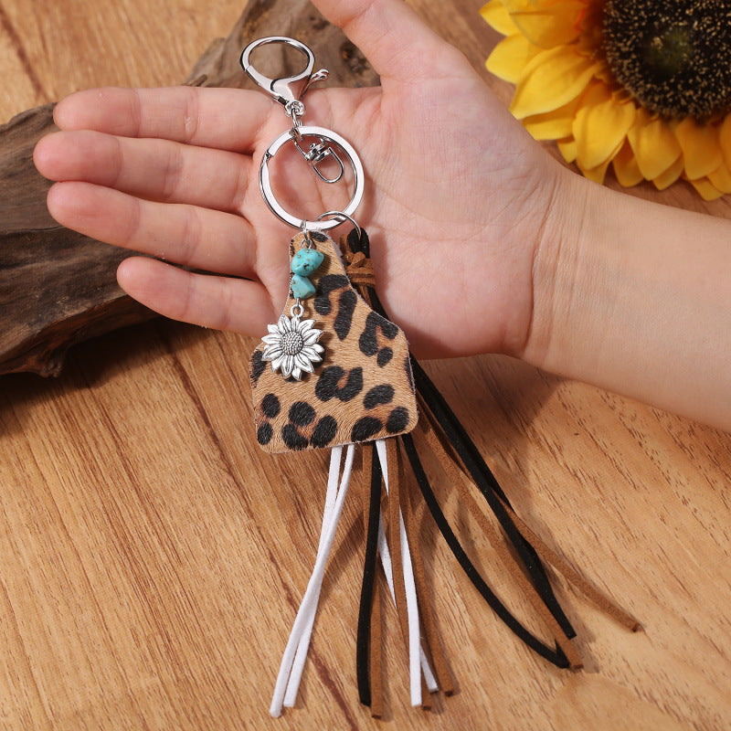 Turquoise Fringe Detail Key Chain Style C One Size Easy Apparels