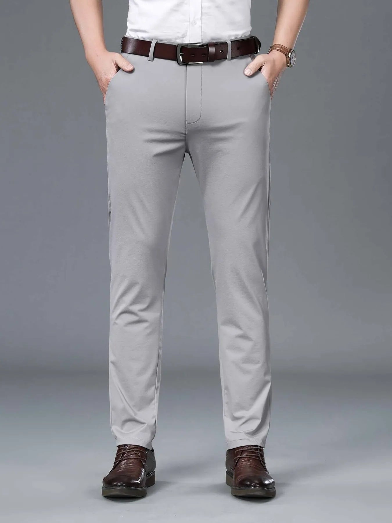 Men's Slim Fit Pants Light Gray Easy Apparels